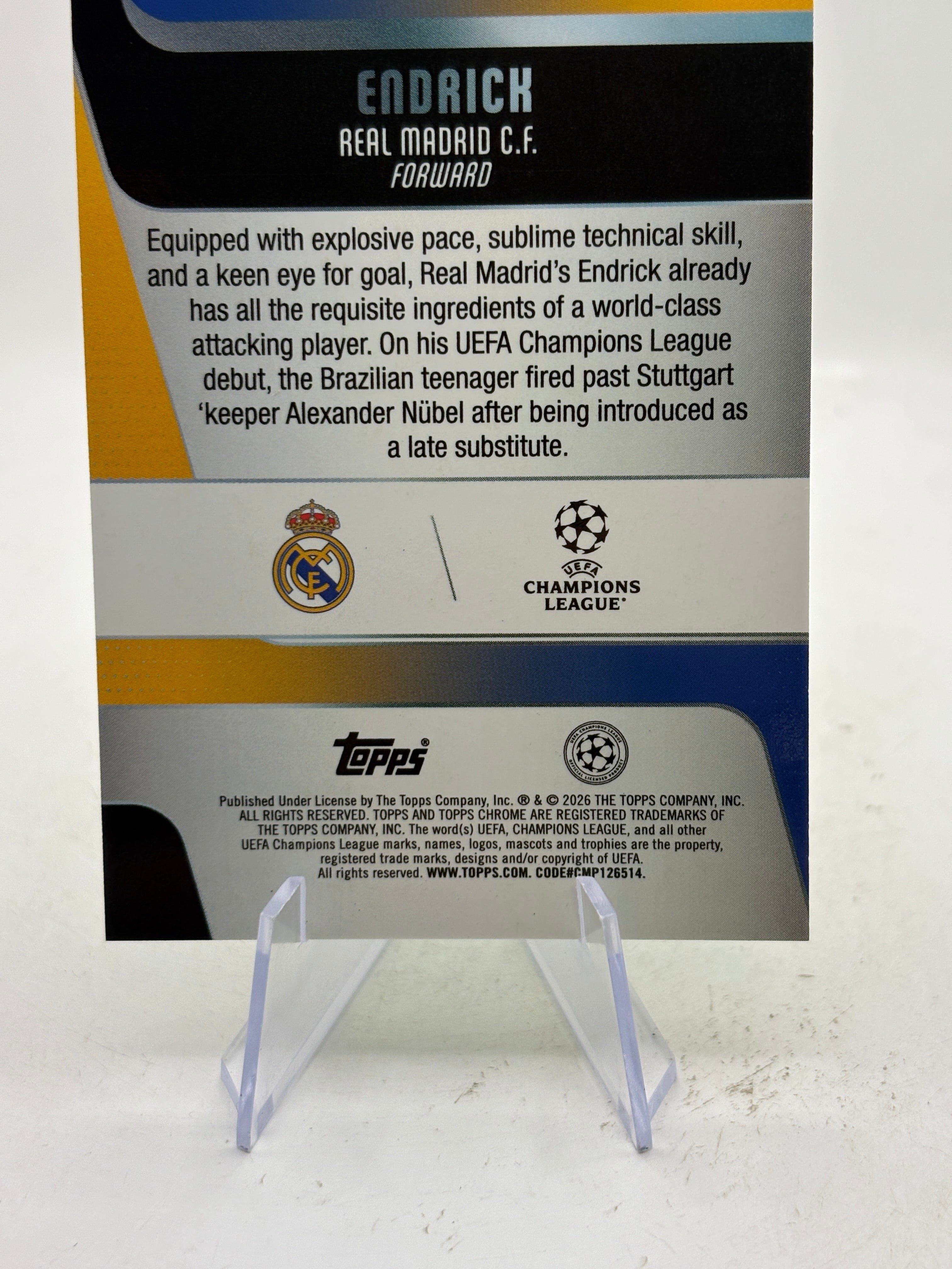 Topps Chrome UEFA Champions League #86 Endrick Night Vision Logo Fractor